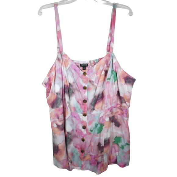 Torrid Watercolor Twill Fit and Flare Tank size 3 - Picture 2 of 8